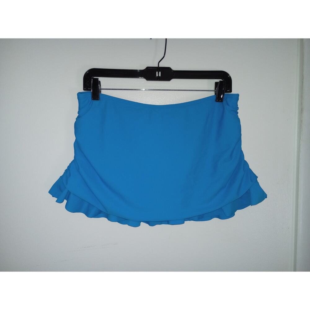 Befair Hiworld Blue Ruch sides Swim Skirt 12 NWT